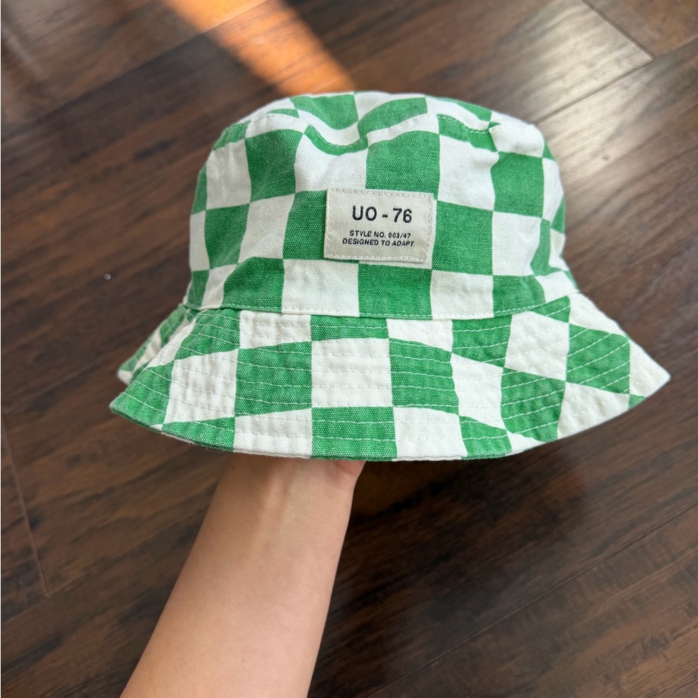 Green and White Checkered Bucket Hat